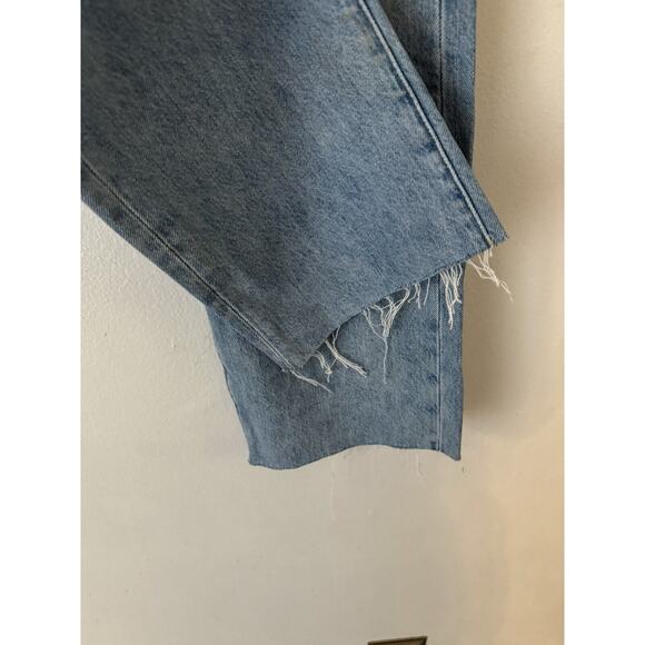 NWD Madewell Petite Curvy 90s Straight Leg Jeans Blue Revoir Wash Ripped Size 23 - Picture 8 of 15